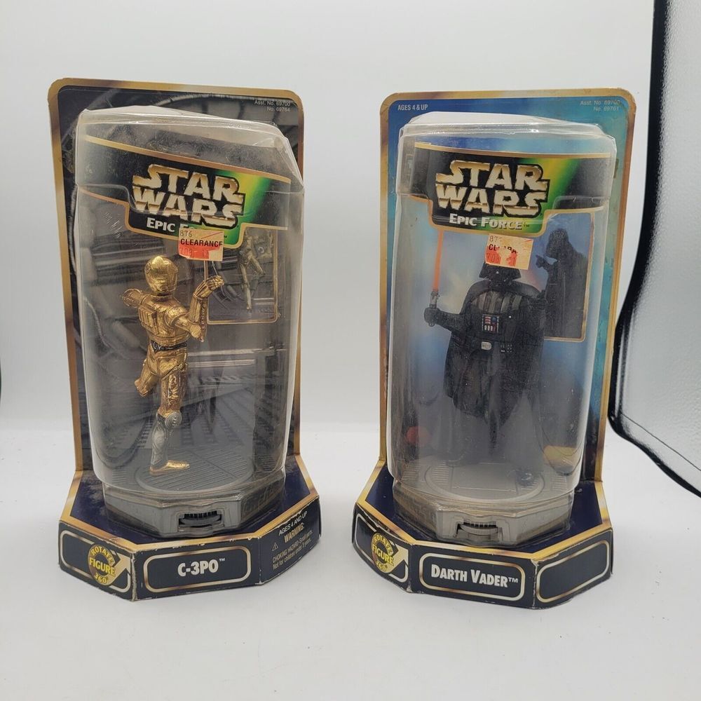 1997 Hasbro Star Wars Epic Force Darth Vader &‎ C-3PO 360 Deg Rotating Base